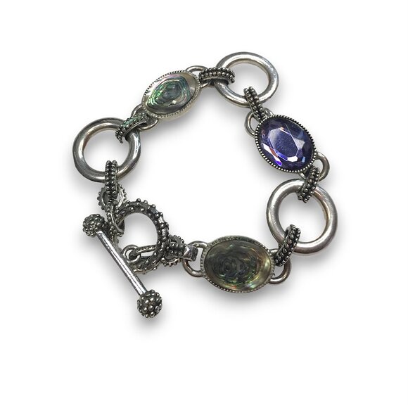 2pc- Lia Sophia Epiphany Abalone Rhinestone Bracelet & Lia Sophia chain Necklace - Picture 3 of 7